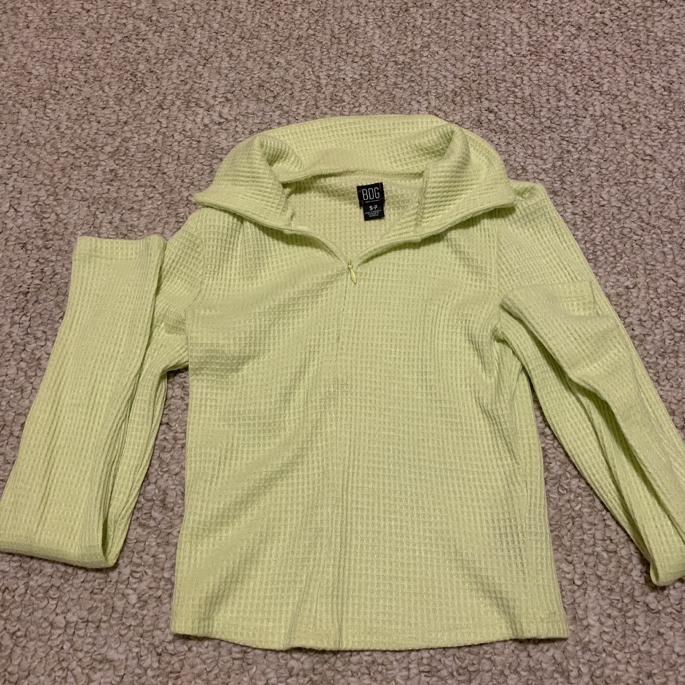 urban outfitters light neon green/yellow quarter zip !